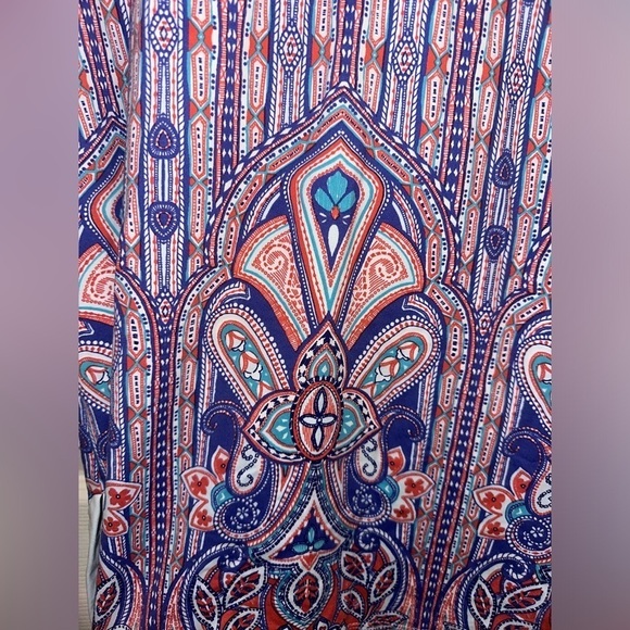 J. McLaughlin women’s quarter button front colorful boho printed top M spring - Picture 5 of 8